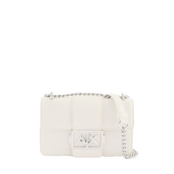Shoulder bag with logo white