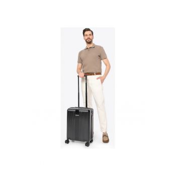 Troler  mic - polikarbon - negru - 4 roti - 55x40x20cm