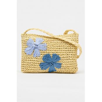 Geanta crossbody cu aplicatii florale Hayze - Crem