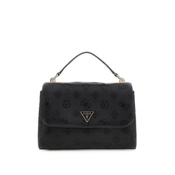 Geanta crossbody cu model logo si clapa - Negru