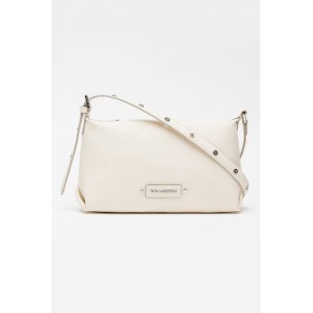 Geanta crossbody de piele cu bareta ajustabila - Alb murdar