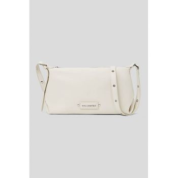 Geanta crossbody de piele cu bareta ajustabila - Alb murdar