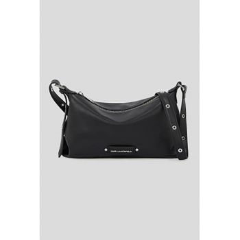 Geanta crossbody de piele cu bareta ajustabila - Negru