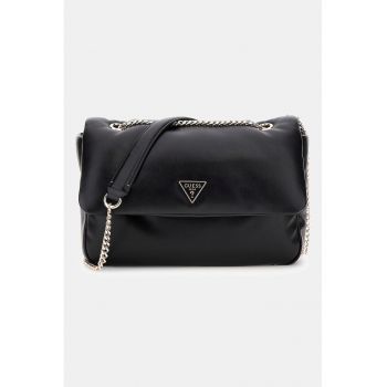 Geanta crossbody de piele ecologica cu bareta din lant - Negru