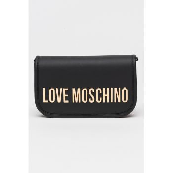Geanta crossbody de piele ecologica cu clapa - Negru