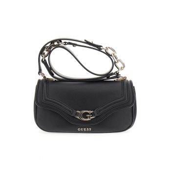Geanta crossbody de piele ecologica cu clapa - Negru