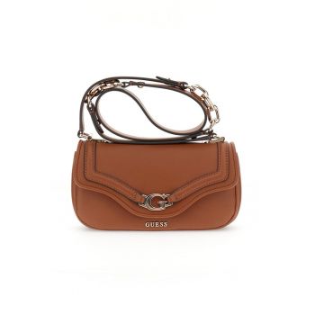 Geanta crossbody de piele ecologica cu clapa - Portocaliu stins
