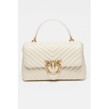 Geanta crossbody de piele Love Lady Puff - Alb murdar