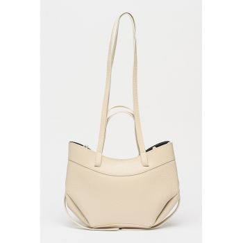 Geanta crossbody din piele - Bej deschis