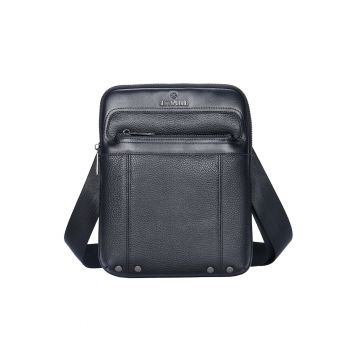 Geanta crossbody din piele Caspian Pro - Negru