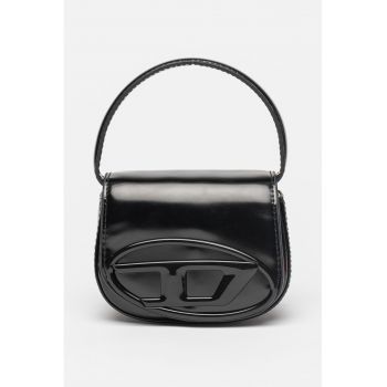 Geanta crossbody din piele cu logo - Negru