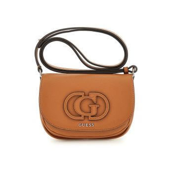 Geanta crossbody din piele ecologica cu clapa - Caramel