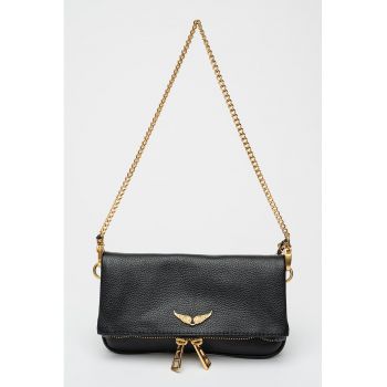 Geanta crossbody din piele Rock Nano - Negru