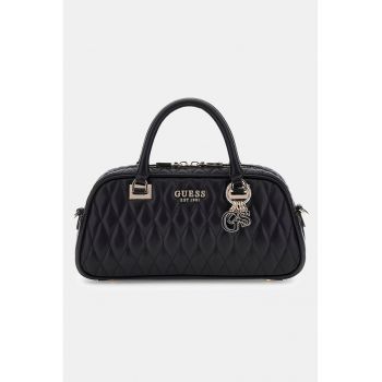 Geanta crossbody matlasata cu logo metalic - Negru