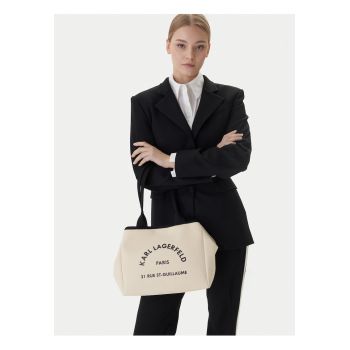 Geanta dama -  bej - One Size INTL - material textil - capacitate A4