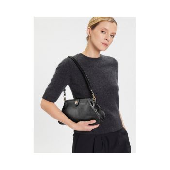 Geanta dama -  piele naturala - negru - One Size INTL