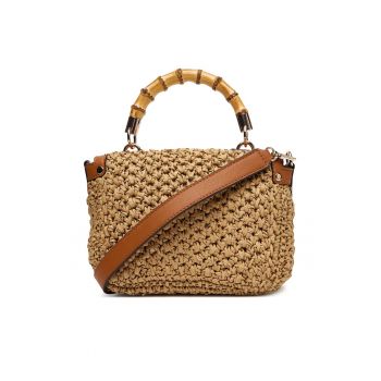 Geanta dama  Siria Natural/Caramel - 32200 - din material sintetic