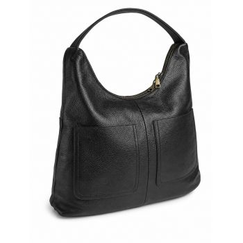 Geanta de dama, 5044, piele naturala, Negru