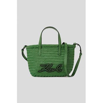 Geanta de piele cu bareta de umar si logo - Verde
