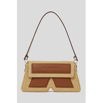 Geanta de piele si material textil - Bej/Caramel