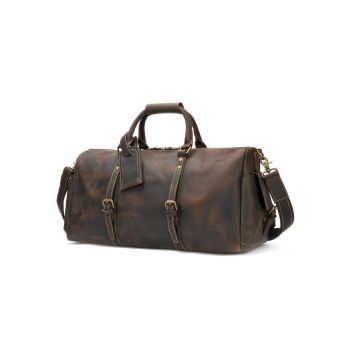 Geanta de voiaj - fitness - piele naturala premium - - Maro cu umbre