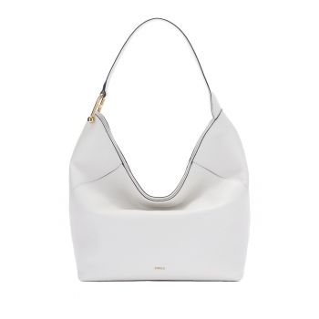 Geanta hobo din piele cu model uni Silvana Pro - Alb