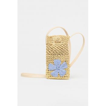 Geanta pentru telefon cu detaliu floral Hayze - Albastru lavanda/Crem