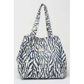 Geanta shopper cu model Juno - Alb/Albastru ultramarin
