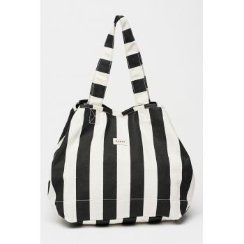 Geanta shopper cu model Juno - Alb/Negru
