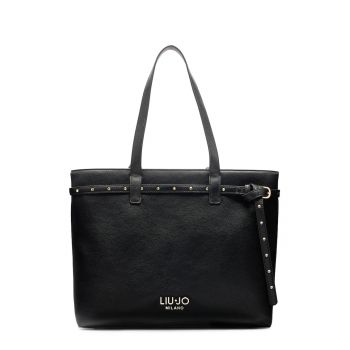 Geanta shopper cu nituri metalice - Negru