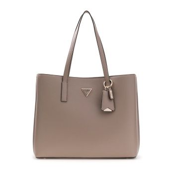 Geanta shopper de piele ecologica cu aplicatie logo - Grej