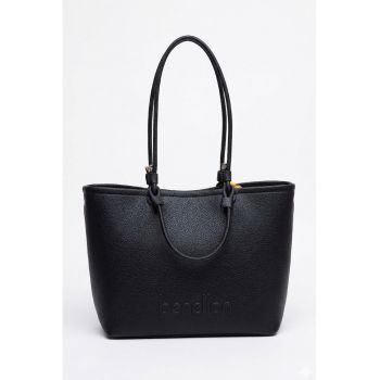 Geanta shopper de piele ecologica - Negru