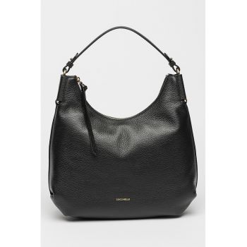 Geanta shopper din piele cu fermoar - Negru