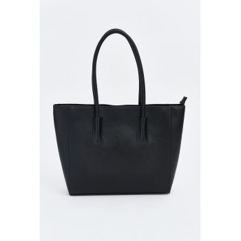 Geanta tote cu buzunar interior - Negru