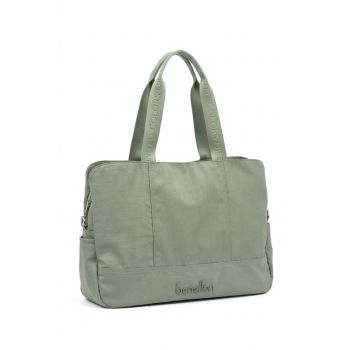 Geanta tote din amterial textil cu bareta detasabila - Verde sparanghel