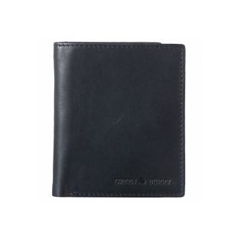 Portofel barbati piele naturala negru 10.5 x 12.5 x 2.5 cm - Pure Black -