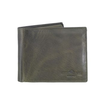 Portofel barbati piele naturala verde 12 x 9.5 x 2 cm - Newport -