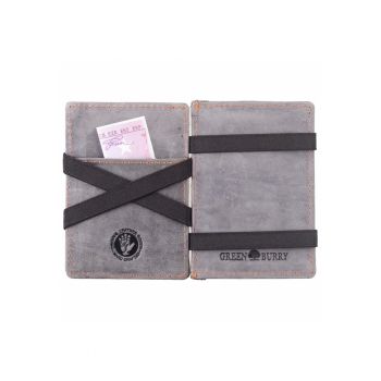 Portofel dama piele naturala gri 10.5 x 7.5 x 2.5 cm - VINTAGE RFID -