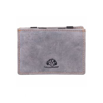 Portofel dama piele naturala gri 10.5 x 7.5 x 2.5 cm - VINTAGE RFID -