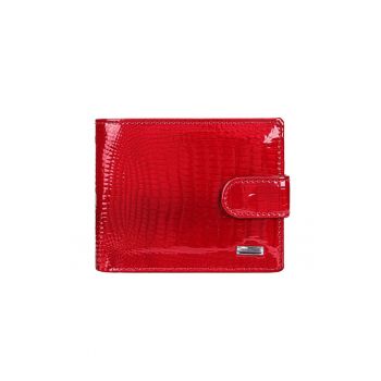 Portofel dama piele naturala lacuita - Rosu - 12 x 10 x 2 -5 cm