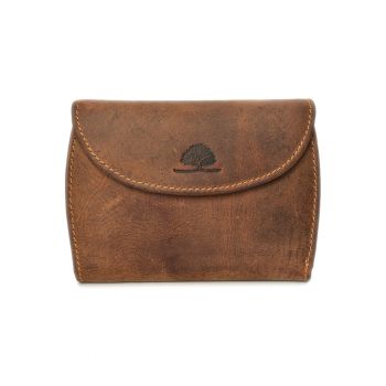 Portofel dama piele naturala maro antichizat 13 x 9 cm - Vintage -