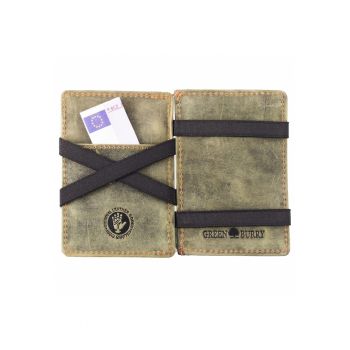 Portofel dama piele naturala verde 10.5 x 7.5 x 2.5 cm - VINTAGE RFID -