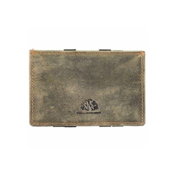 Portofel dama piele naturala verde 10.5 x 7.5 x 2.5 cm - VINTAGE RFID -