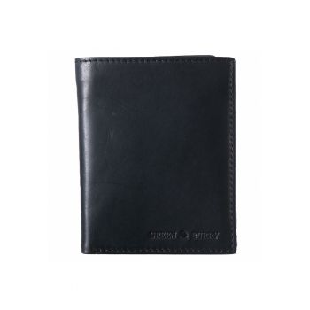 Portofel piele naturală -  negru - protecție RFID - 10.5x12.5x2.5cm