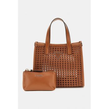 Set de geanta de umar si etui detasabil cu aspect tesut Brigitta - Portocaliu stins