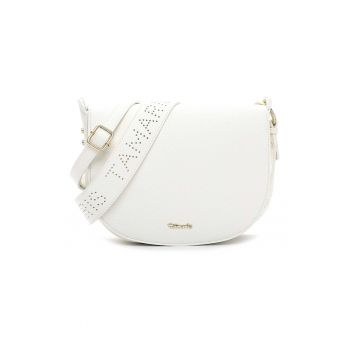 Geanta crossbody de piele ecologica - Alb murdar