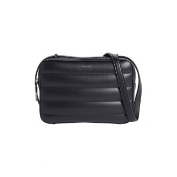 Geanta crossbody de piele ecologica cu aspect matlasat - Negru