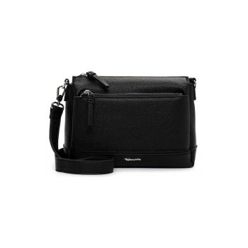 Geanta crossbody de piele ecologica cu buzunare exterioare cu fermoar - Negru