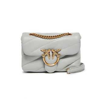 Geanta crossbody - matlasata din piele Love Baby Puff - Gri deschis
