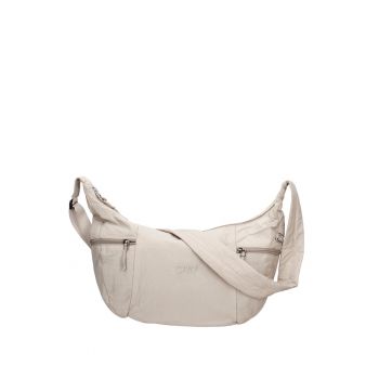 Geanta cu bareta de umar si broderie logo Astraea Elite - Bej